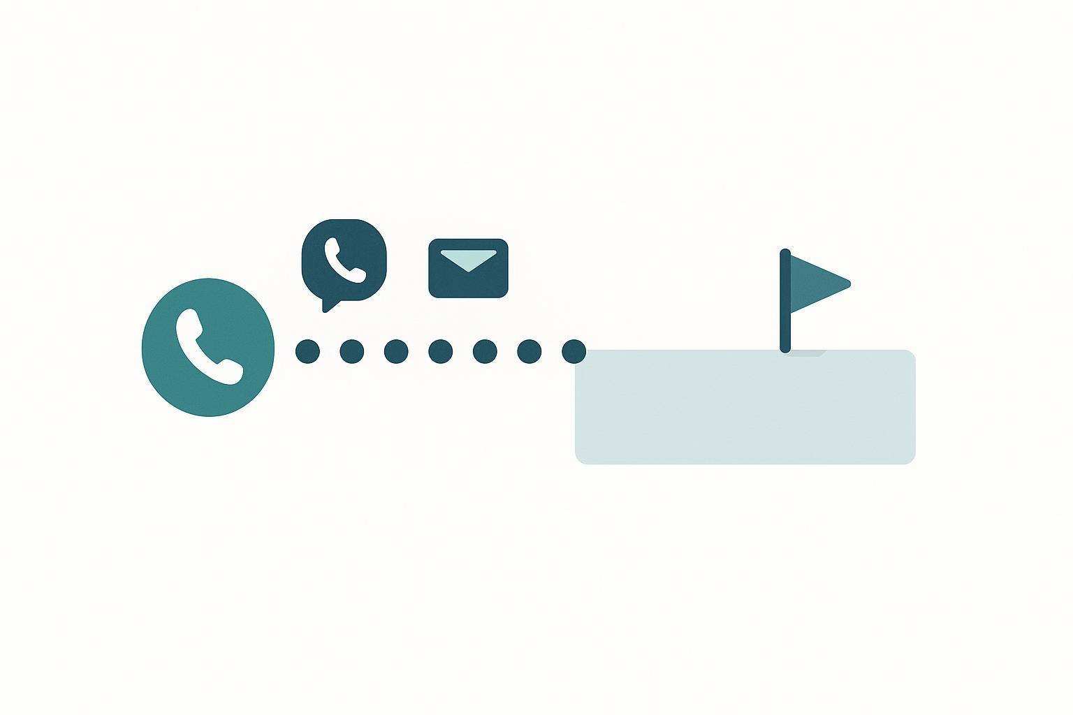 A timeline for one contact: a run of calls, texts and emails, then the activity stops and a flag marks the point where the silence begins to matter