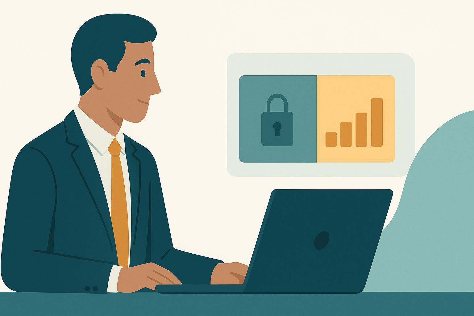 A real estate agent at a laptop as a locked dashboard panel unlocks into a panel showing real data